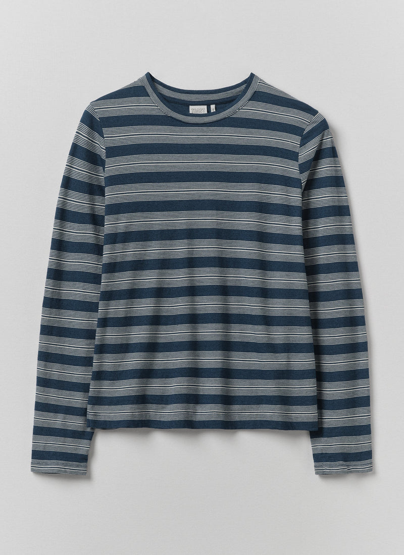Stripe Crew Neck Tee | Indigo/Ecru