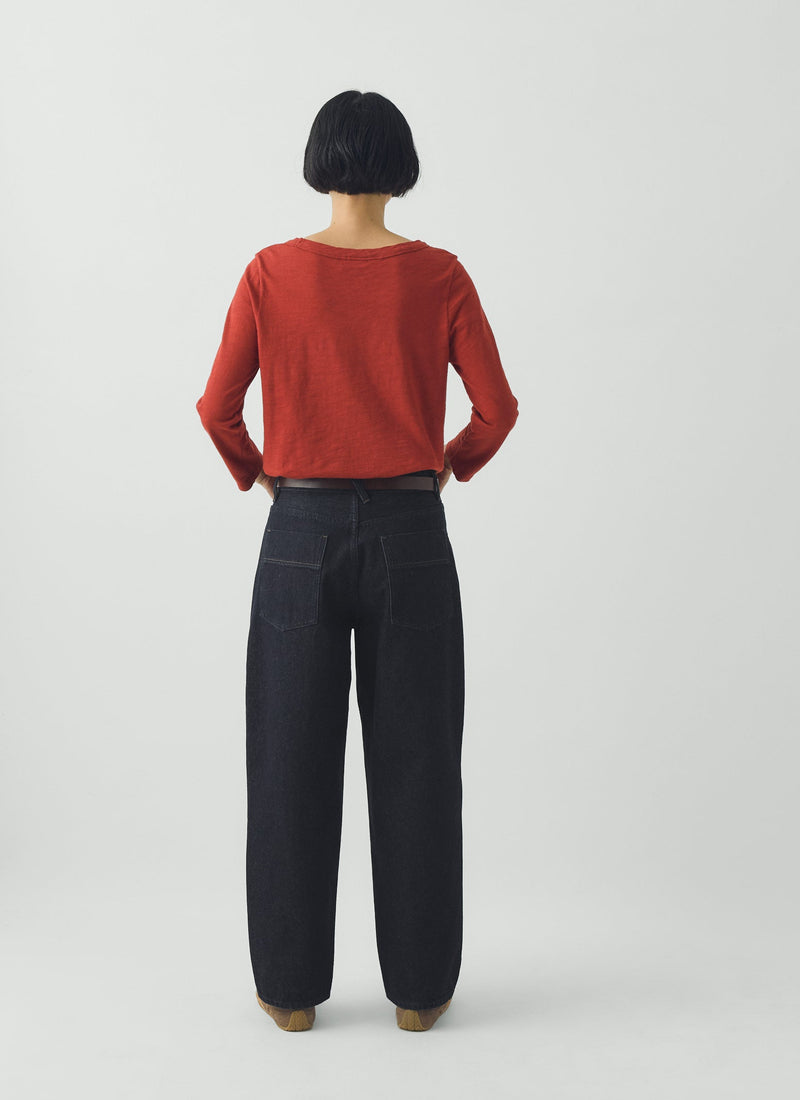 Lia Garment Dyed Boat Neck Tee | Terracotta