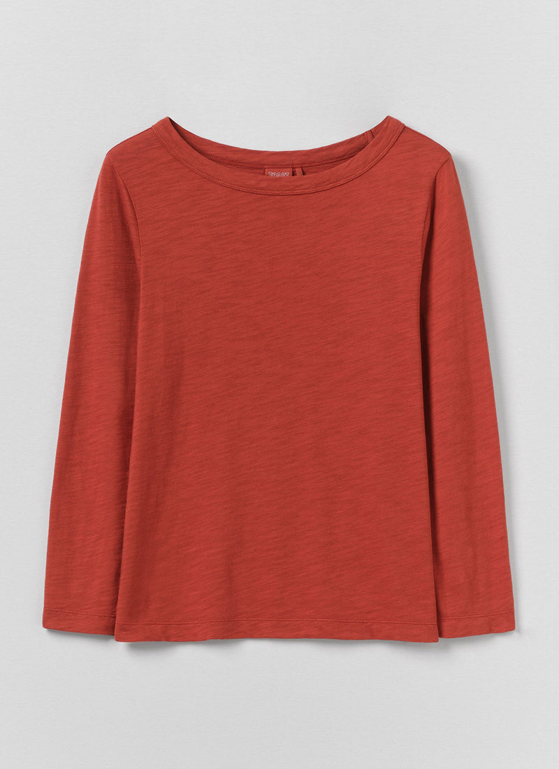 Lia Garment Dyed Boat Neck Tee | Terracotta