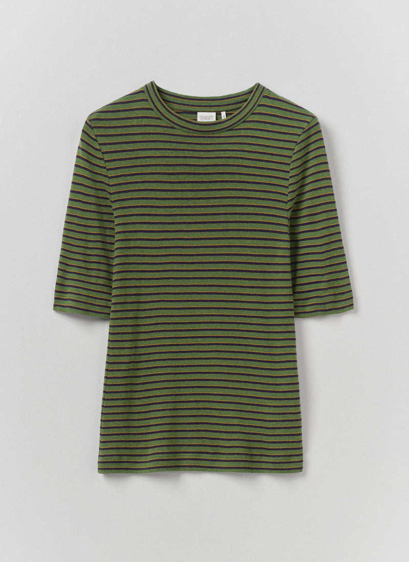 Fitted Half Sleeve Tee | Green Multi