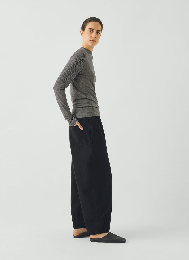 Aster Stripe High Neck Tee | Ecru/Black