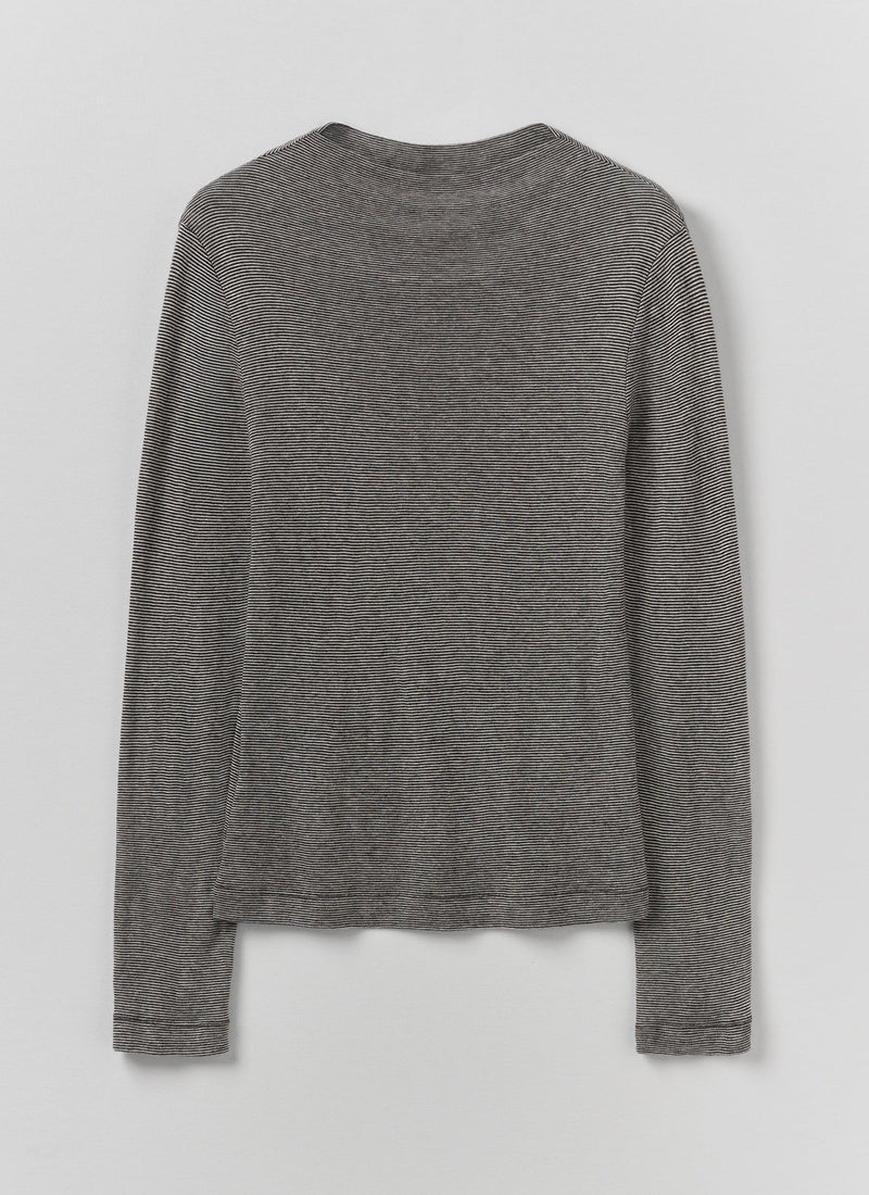 Aster Stripe High Neck Tee | Ecru/Black