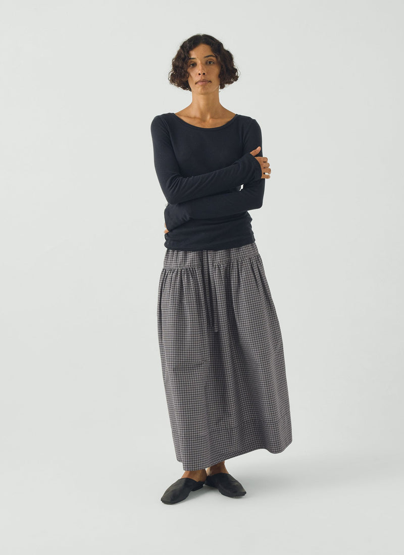 Wool Lyocell  Scoop Neck Top | Ink