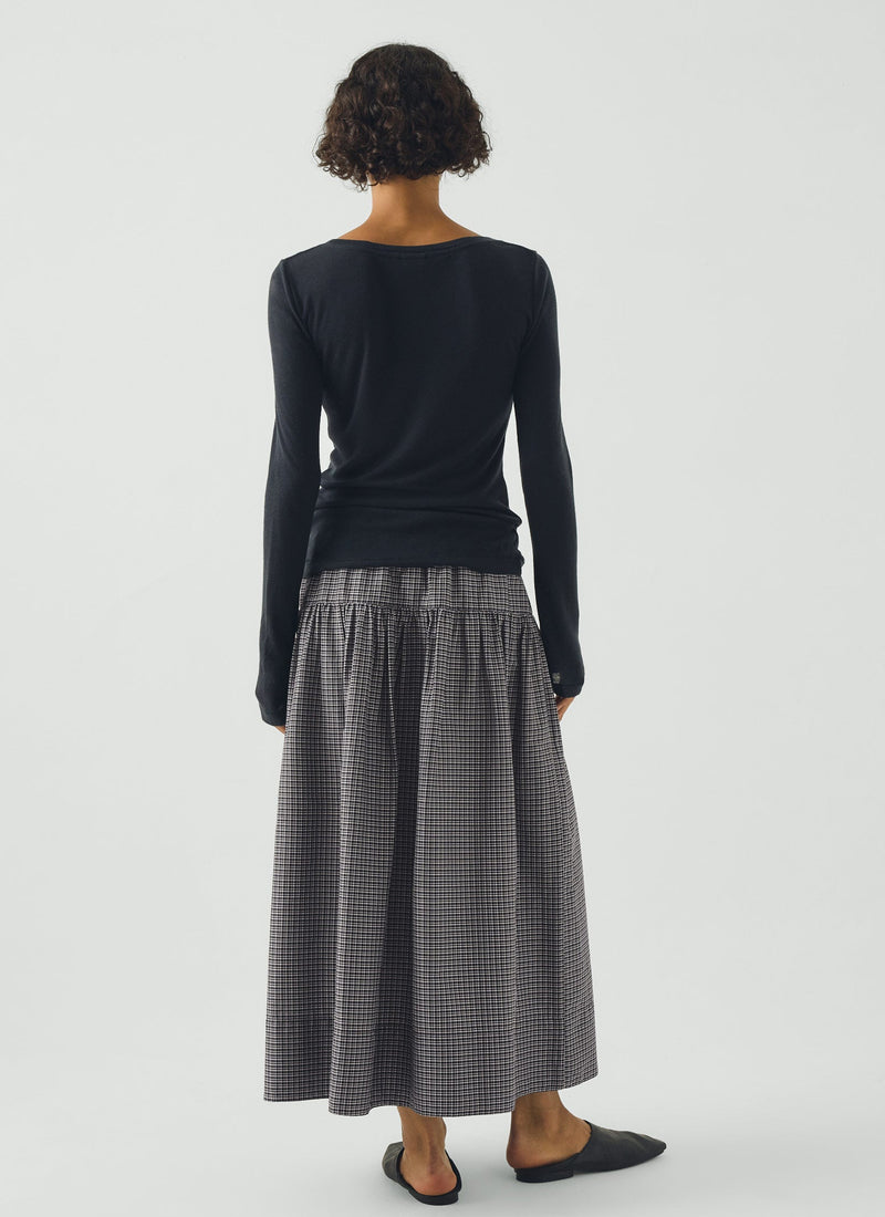Wool Lyocell Scoop Neck Top | Ink