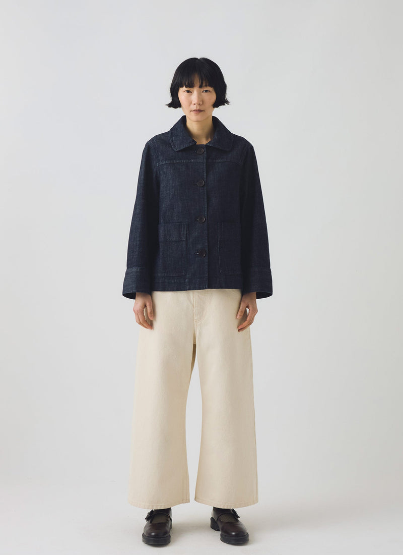 Wide Sleeve Organic Indigo Denim Jacket | Indigo