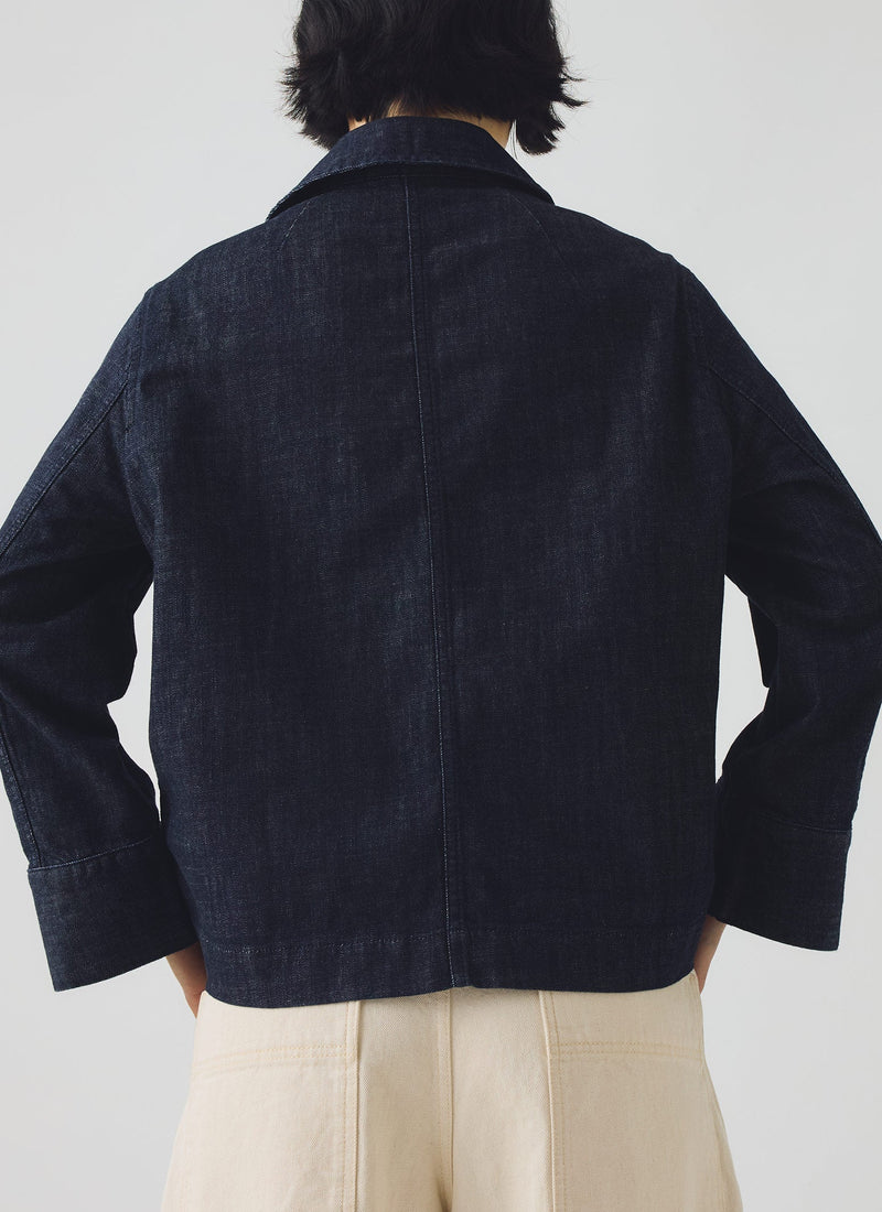 Wide Sleeve Organic Indigo Denim Jacket | Indigo