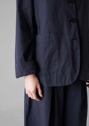 Tailored Cotton Linen Jacket | Raven Blue