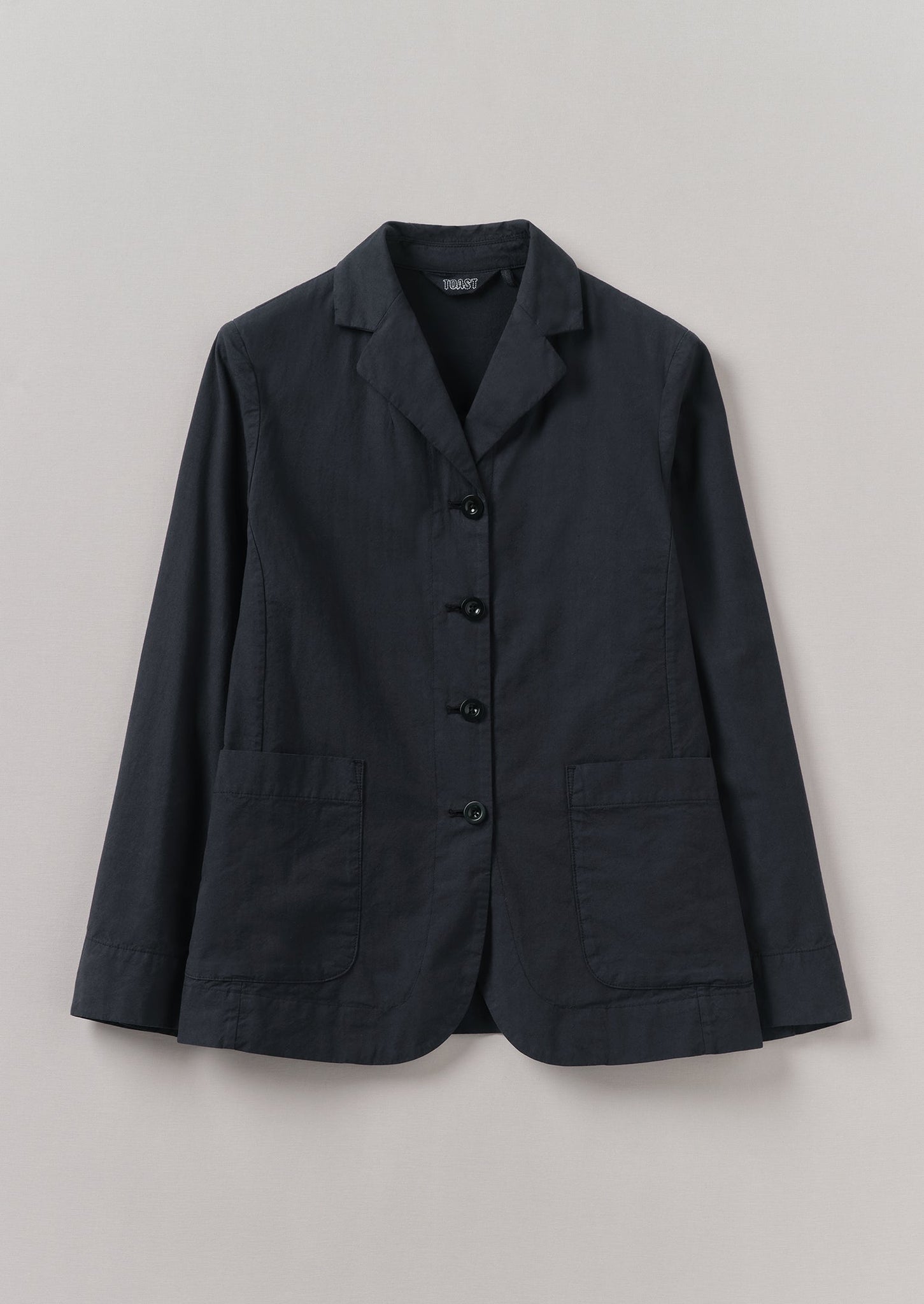 Tailored Cotton Linen Jacket | Raven Blue