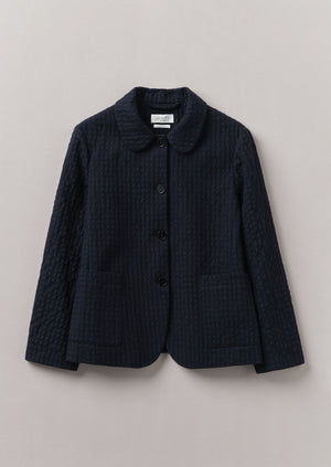 Cotton Wool Herringbone Jacket | Navy