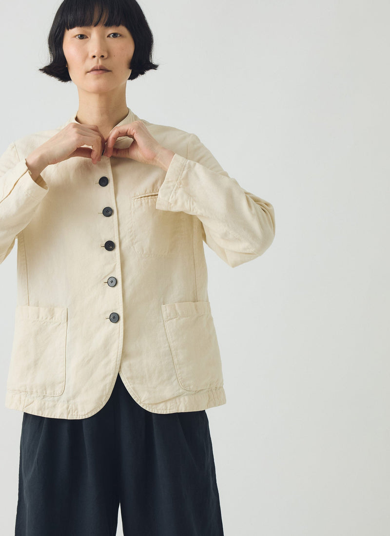 Cotton Linen Neat Jacket | Parchment