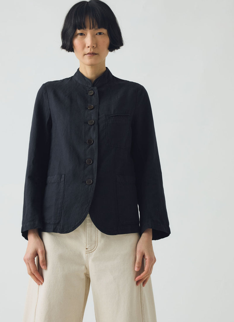 Cotton Linen Neat Jacket | Slate