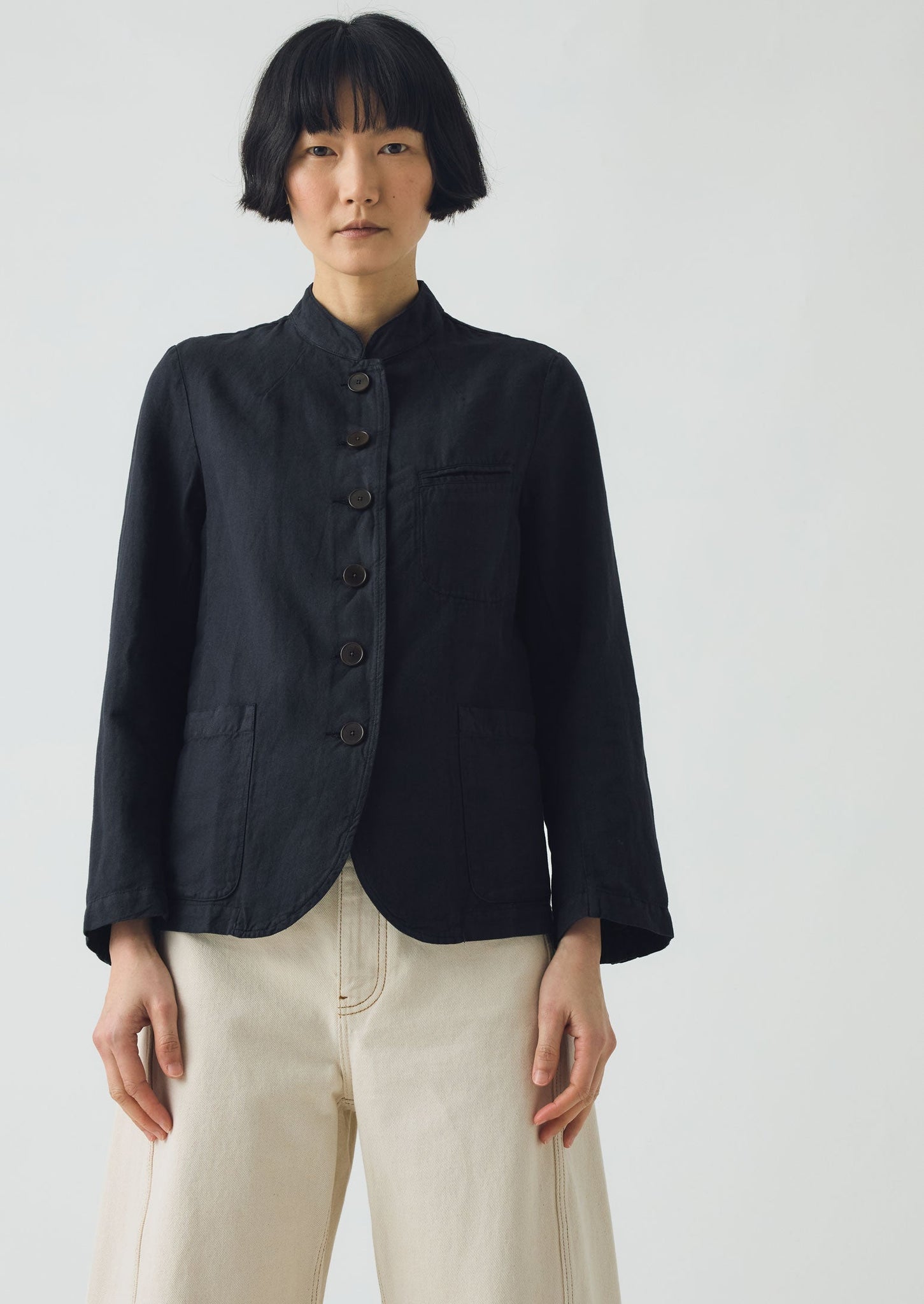 Cotton Linen Neat Jacket | Slate