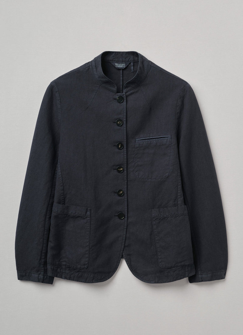 Cotton Linen Neat Jacket | Slate