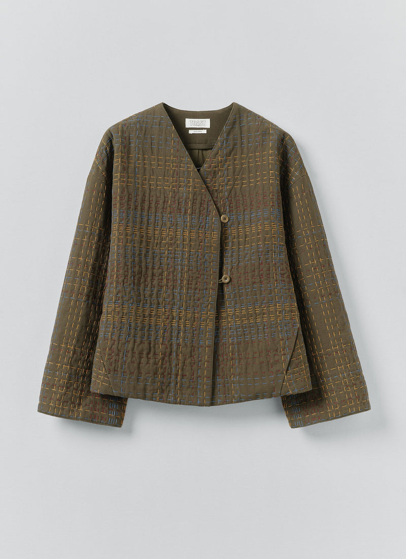 Kantha Tweed Cotton Jacket | Multi
