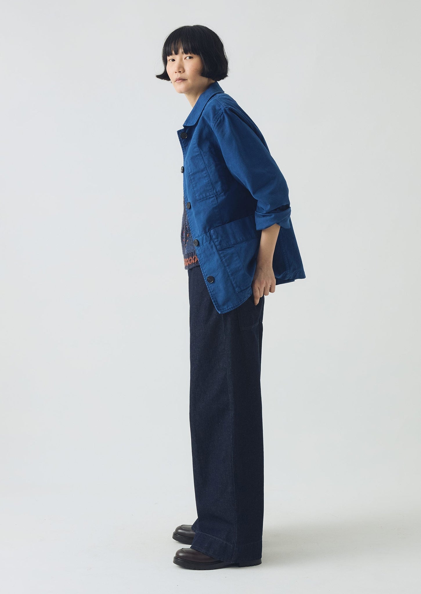 Cotton Canvas Workwear Jacket | Cobalt Blue