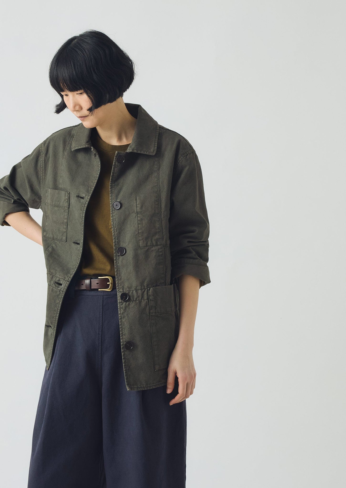 Cotton Canvas Workwear Jacket | Dark Olive