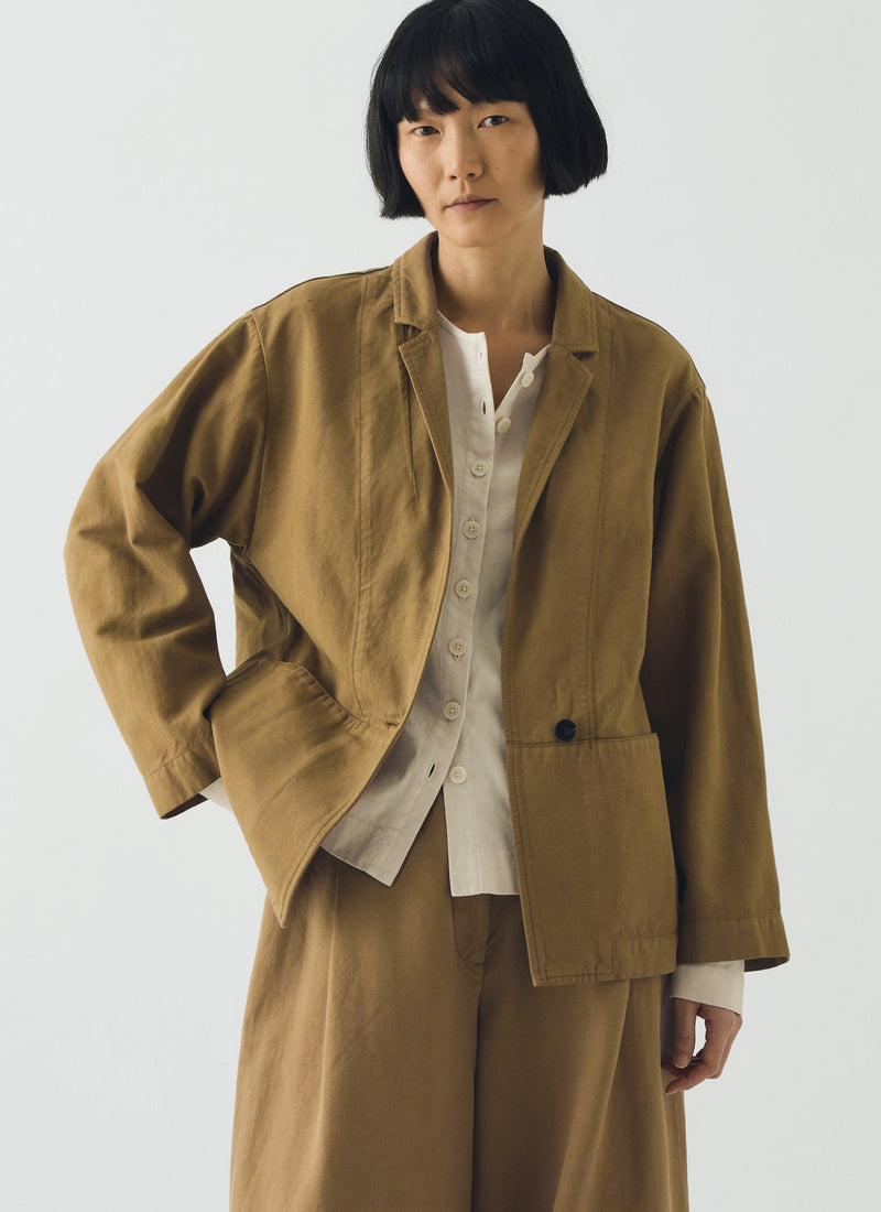 Cotton Linen Twill Jacket | Warm Sand
