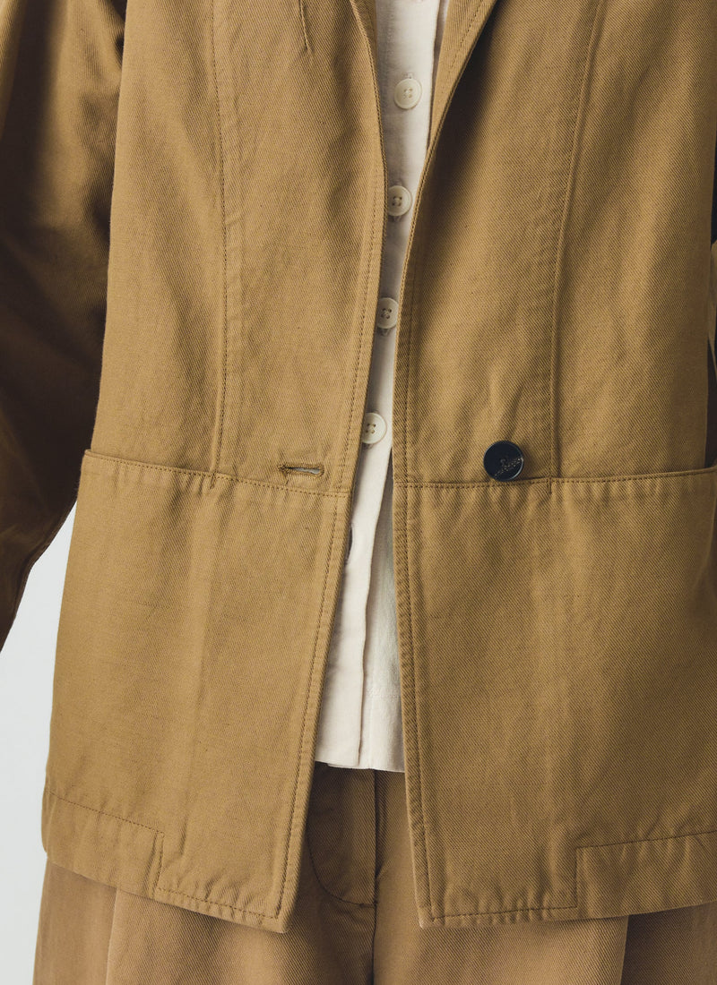 Cotton Linen Twill Jacket | Warm Sand