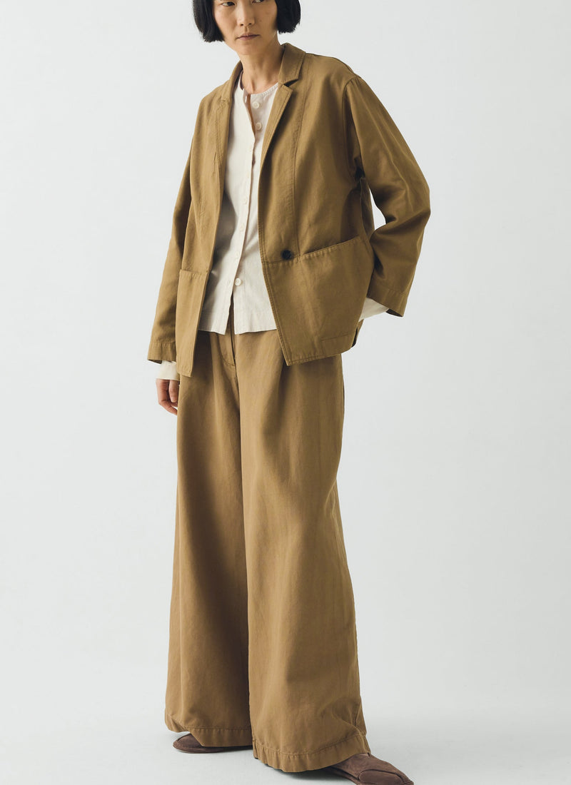Cotton Linen Twill Jacket | Warm Sand