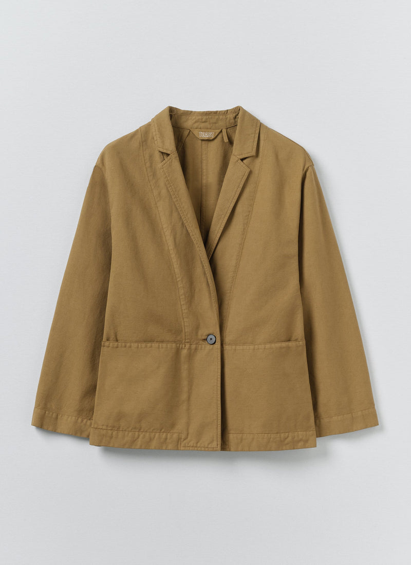 Cotton Linen Twill Jacket | Warm Sand