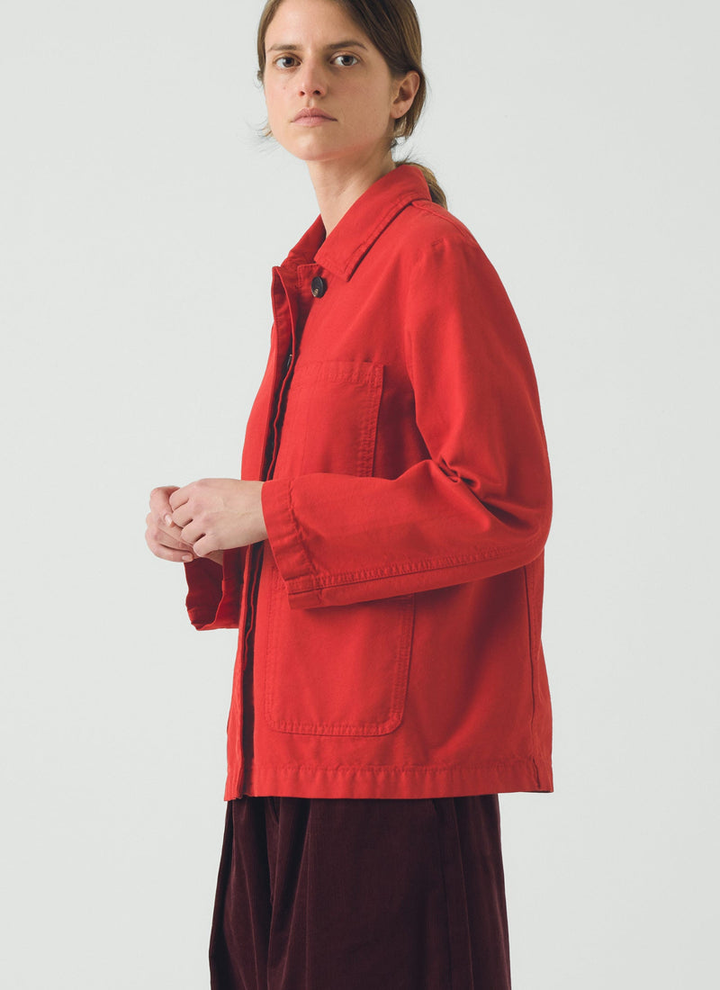 Garment Dyed Cotton Canvas Jacket | Poppy Red
