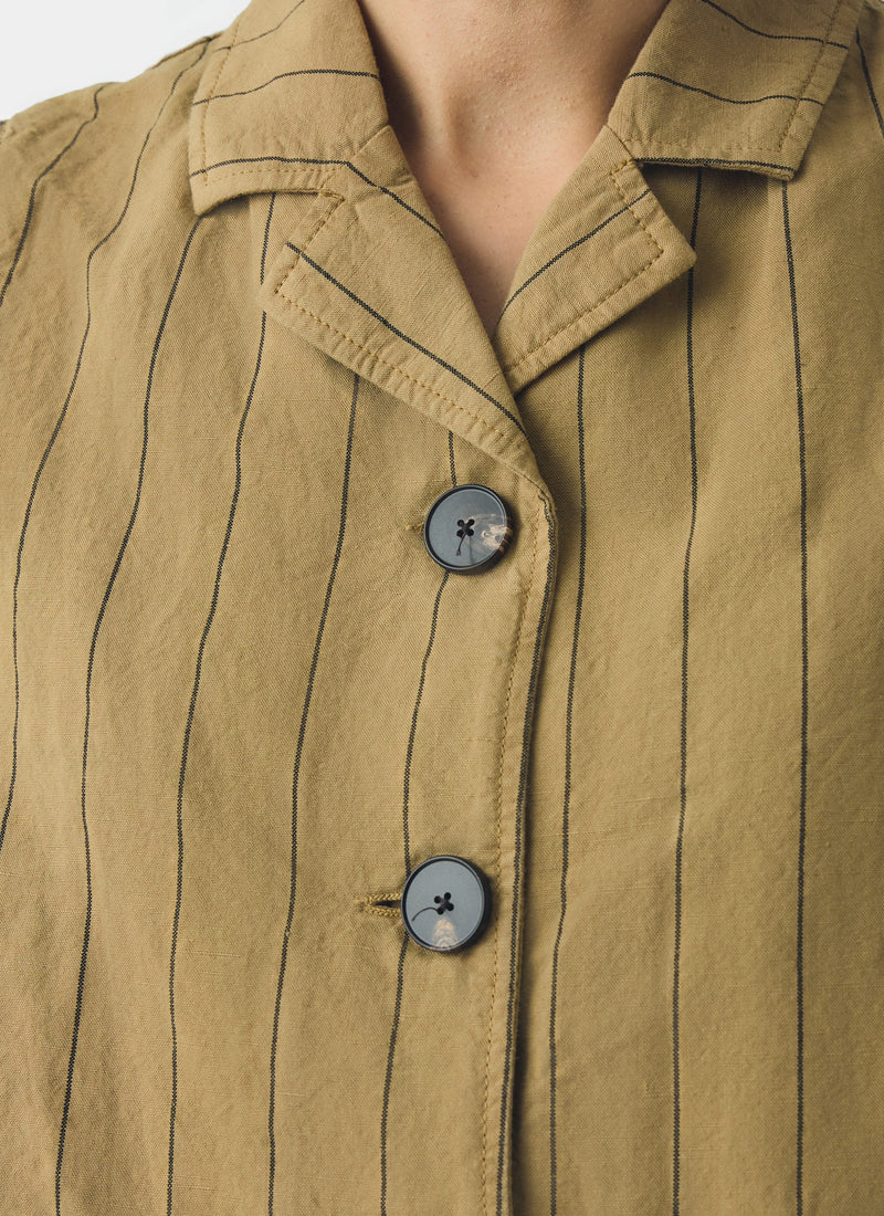 Stripe Cotton Linen Waistcoat | Fennel Seed