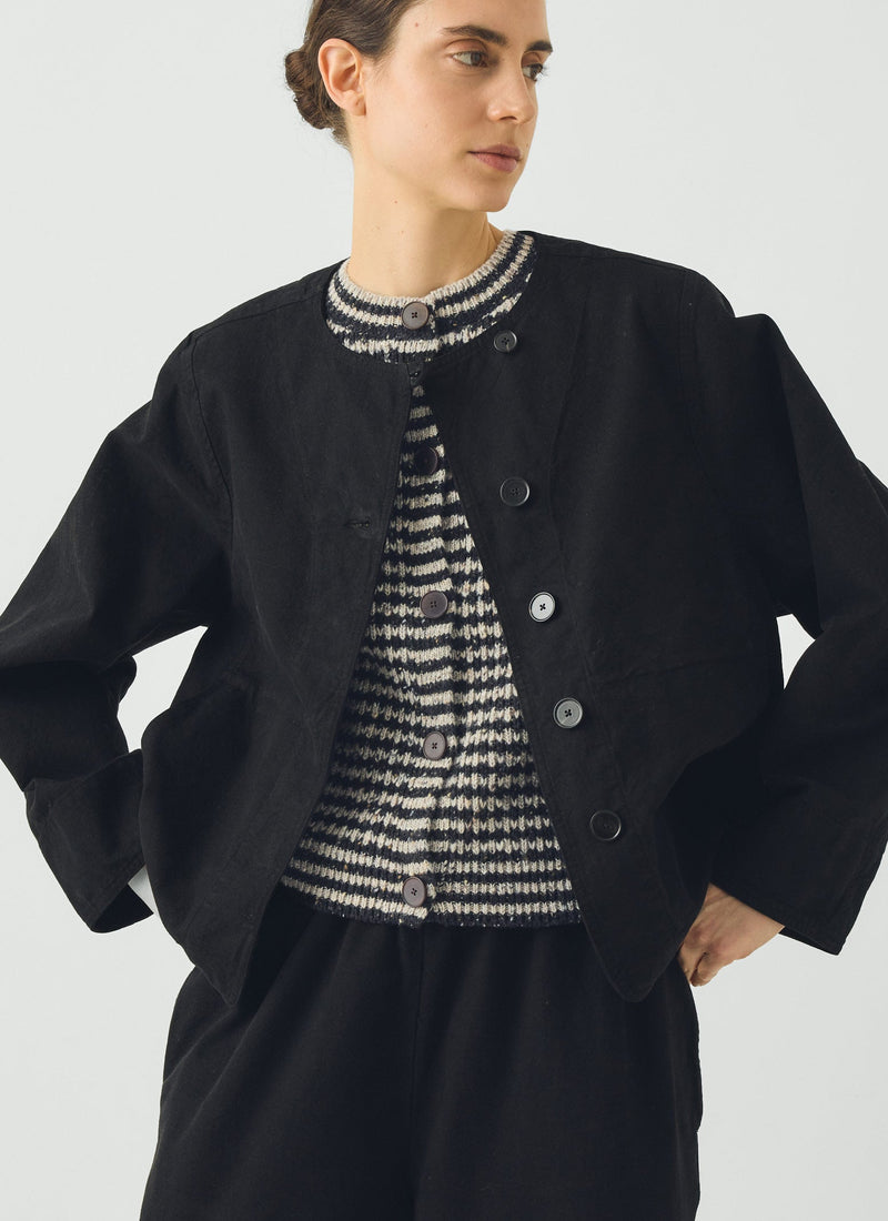 Sculpted Brushed Cotton Canvas Jacket | Black