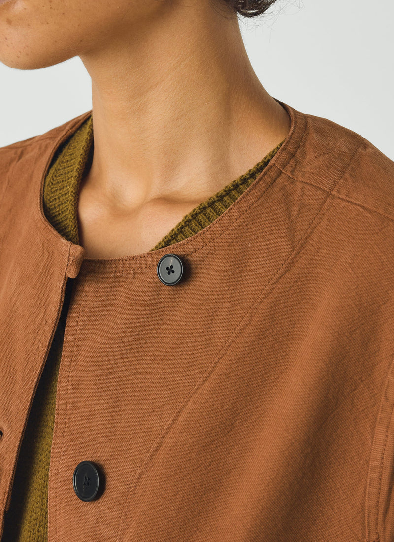 Sculpted Brushed Cotton Canvas Jacket | Brown Anise