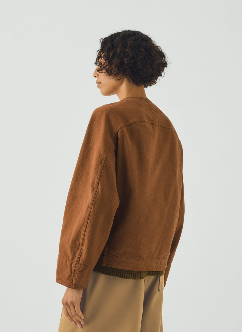 Sculpted Brushed Cotton Canvas Jacket | Brown Anise