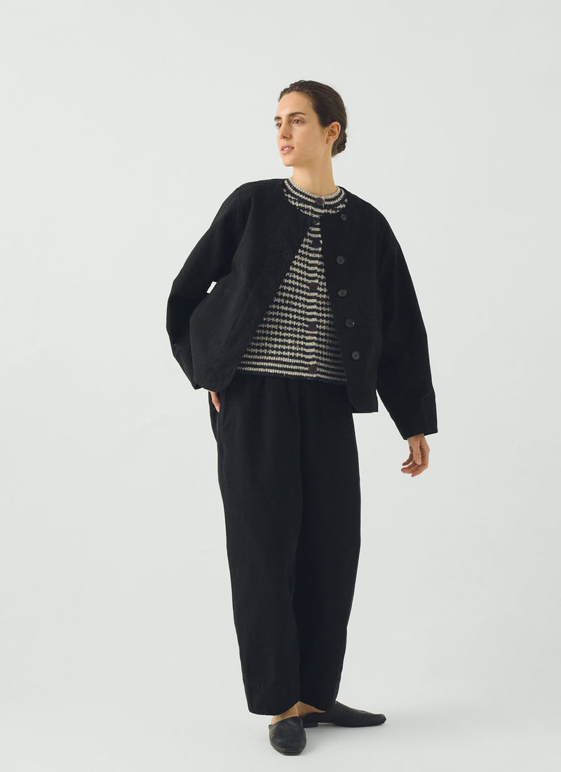 Sculpted Brushed Cotton Canvas Jacket | Black