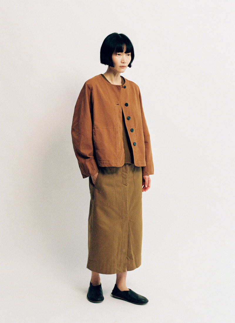 Sculpted Brushed Cotton Canvas Jacket | Brown Anise