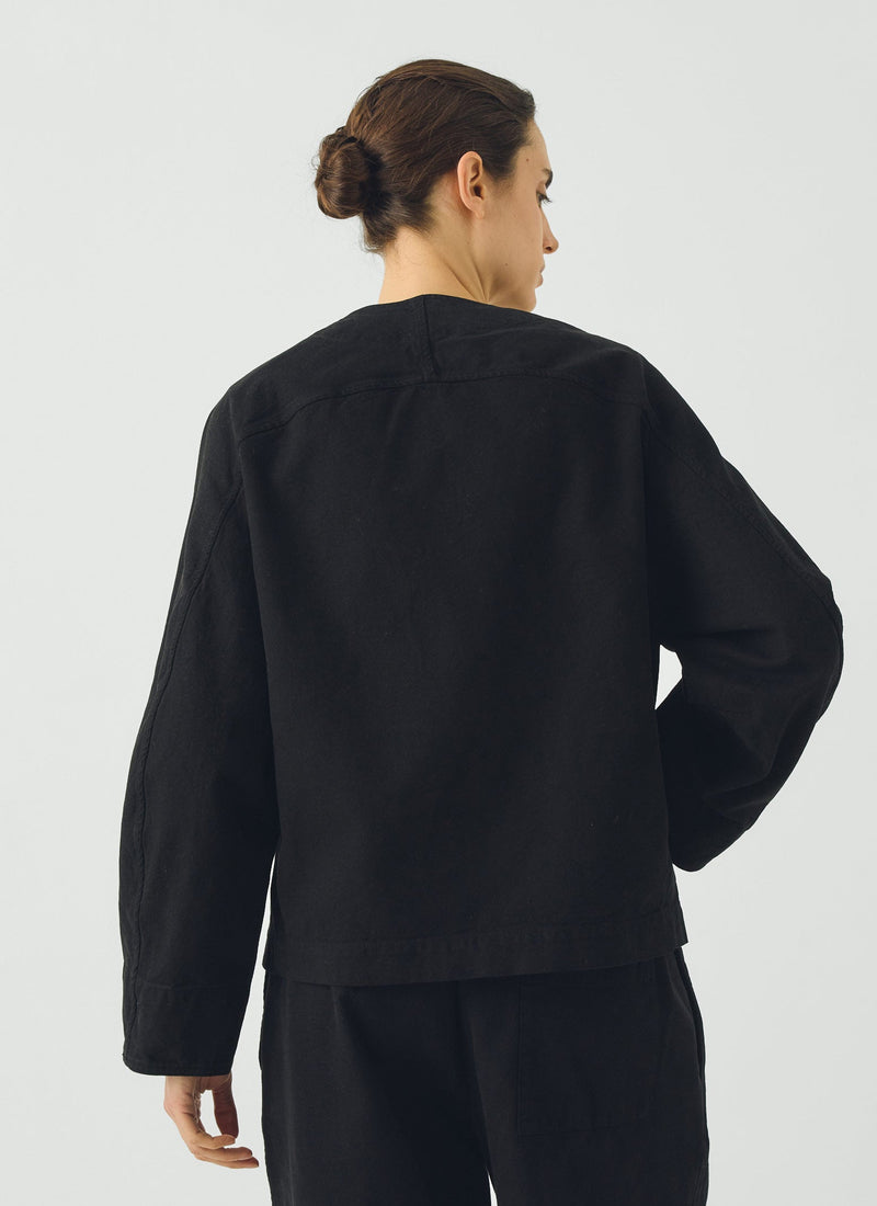 Sculpted Brushed Cotton Canvas Jacket | Black