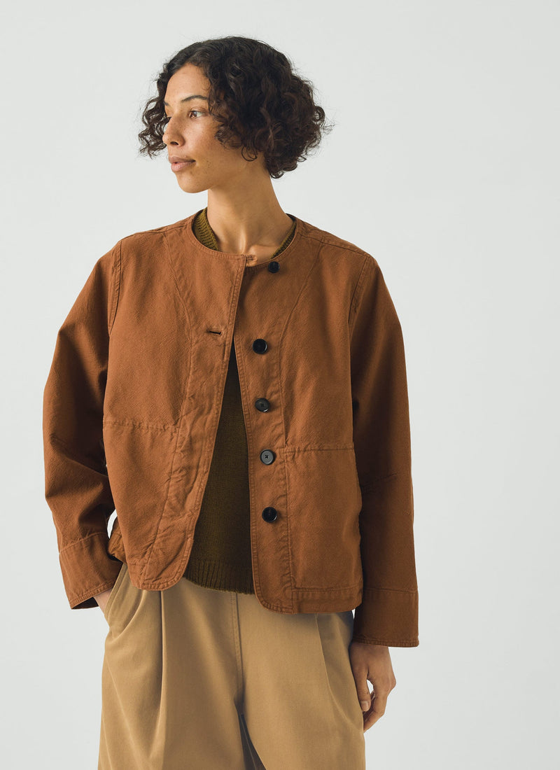 Sculpted Brushed Cotton Canvas Jacket | Brown Anise