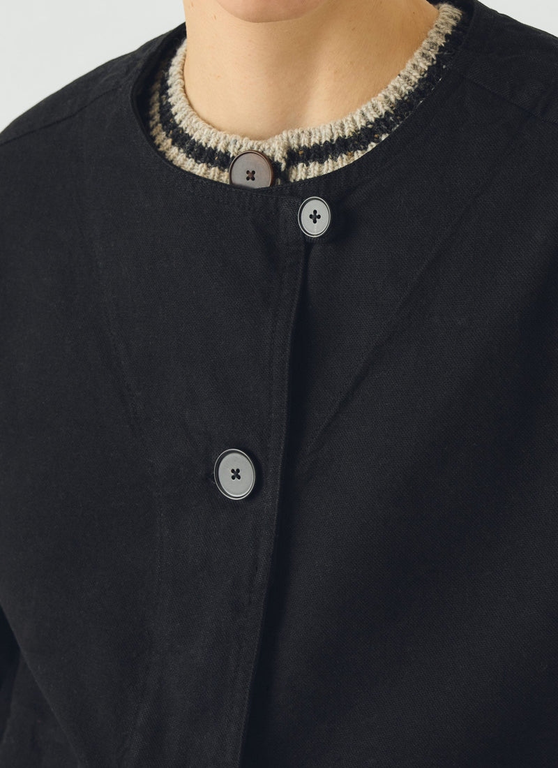 Sculpted Brushed Cotton Canvas Jacket | Black