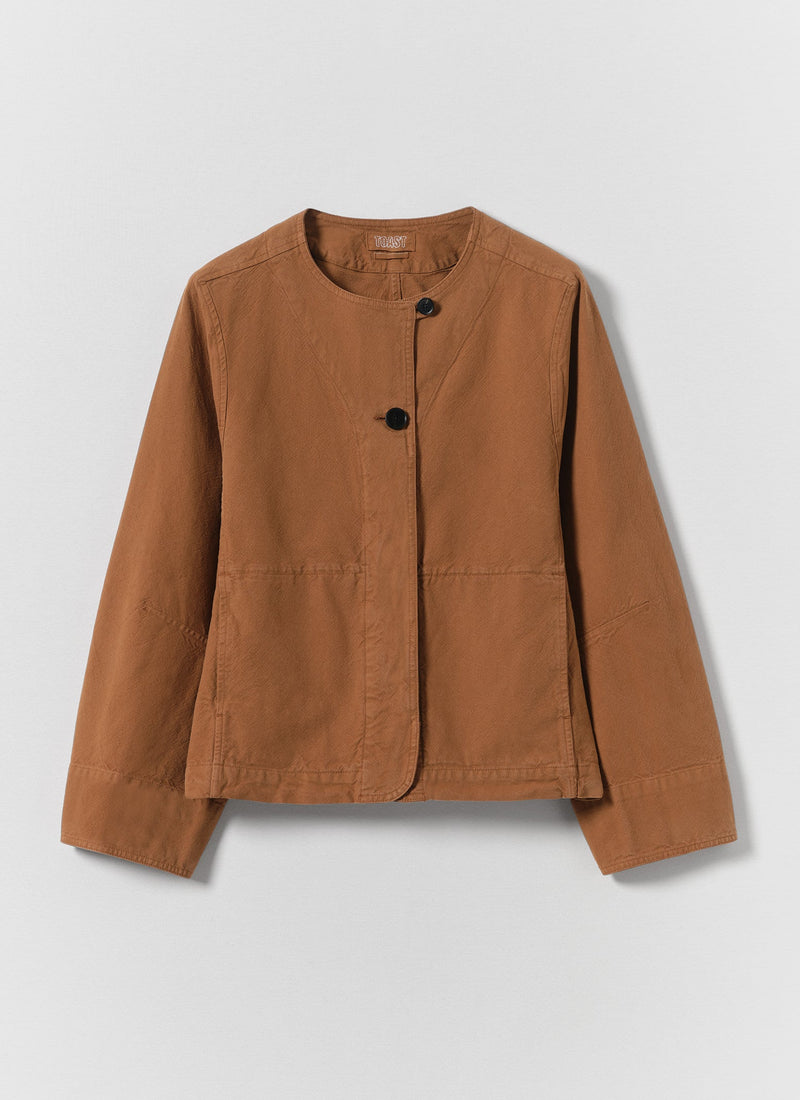Sculpted Brushed Cotton Canvas Jacket | Brown Anise