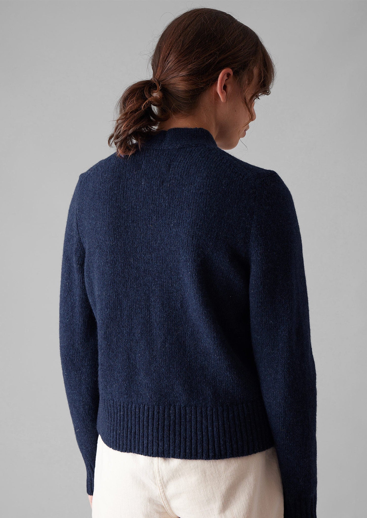 Kaia V-Neck Wool Cardigan | Navy Melange