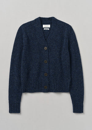 Kaia V-Neck Wool Cardigan | Navy Melange