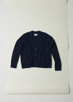 Ffion Wool Cashmere Boxy Cardigan | Darkest Navy