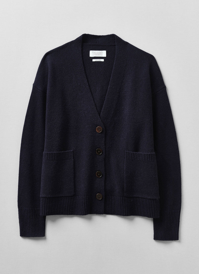 Ffion Wool Cashmere Boxy Cardigan | Darkest Navy
