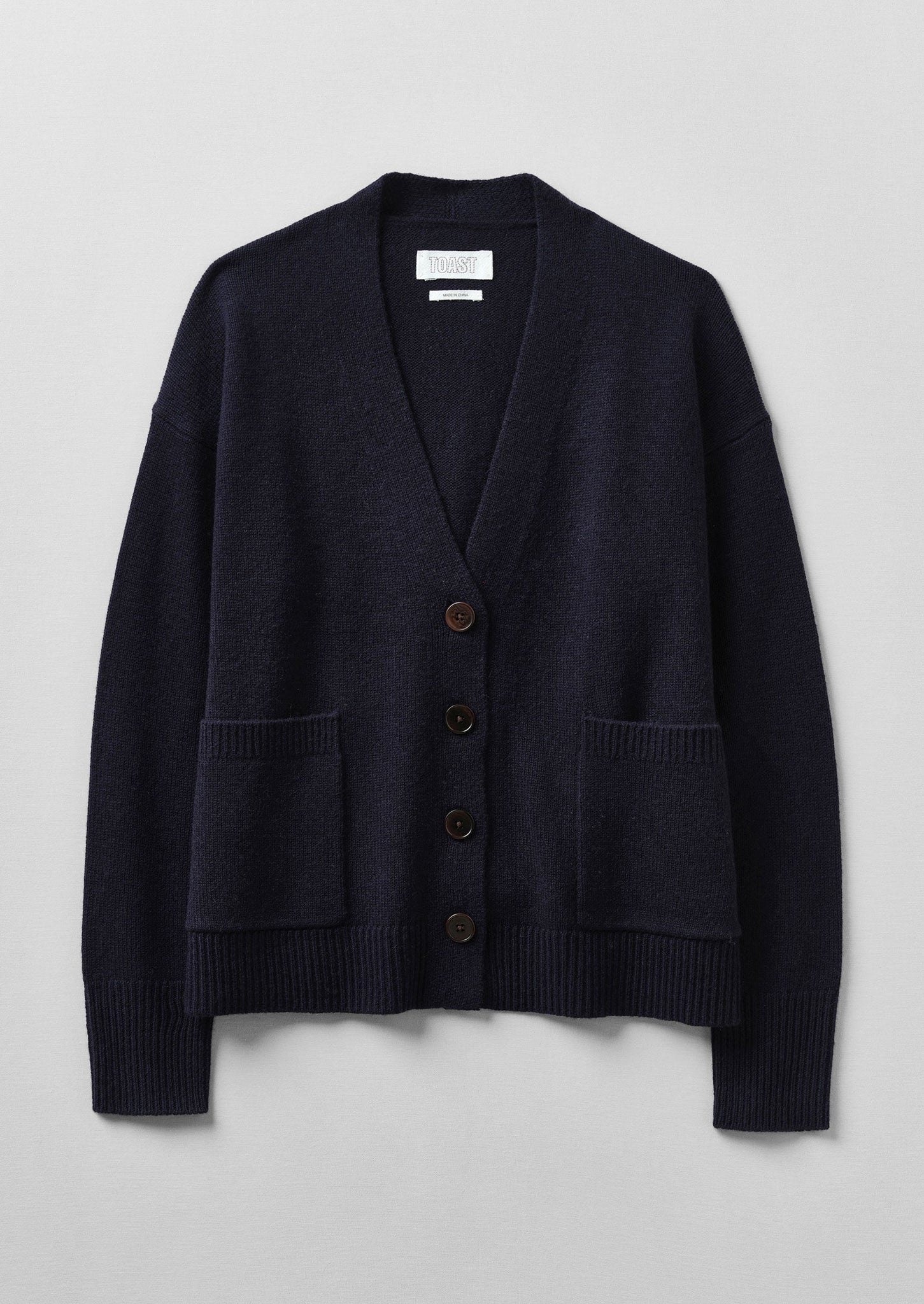 Ffion Wool Cashmere Boxy Cardigan | Darkest Navy