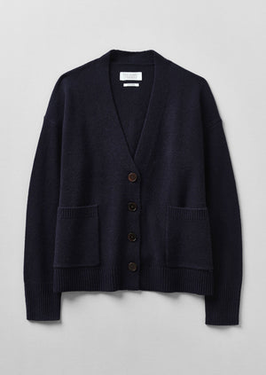 Ffion Wool Cashmere Boxy Cardigan | Darkest Navy