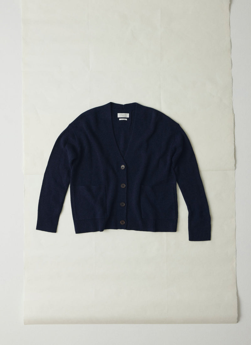 Ffion Wool Cashmere Boxy Cardigan | Darkest Navy