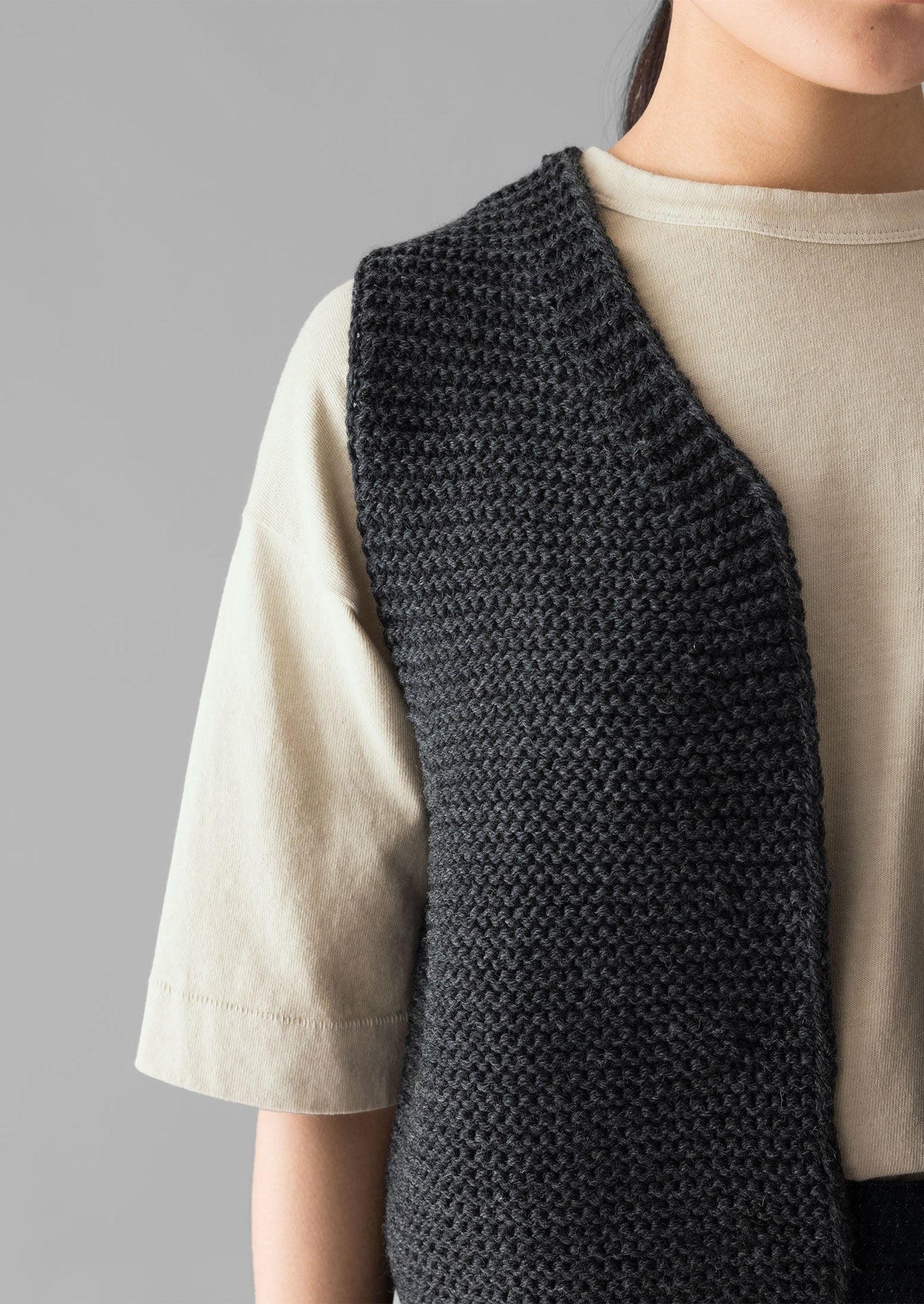 Textured Knit Gilet | Charcoal