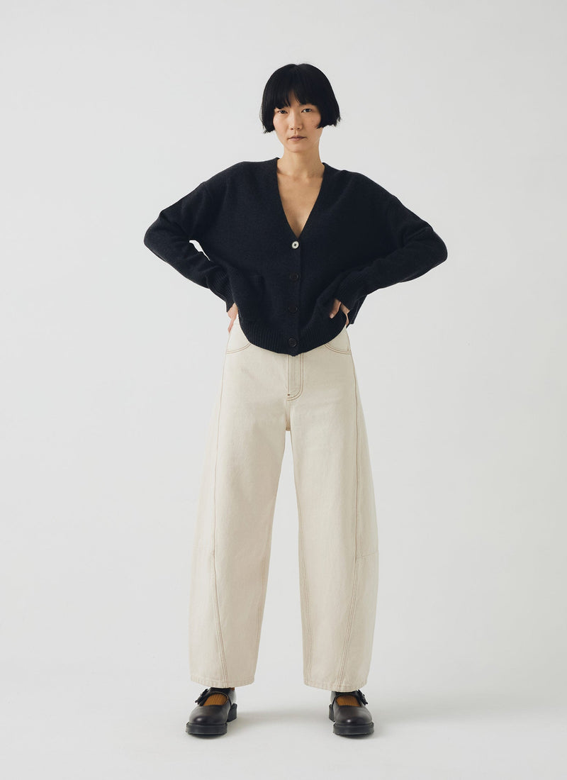 Ffion Wool Cashmere Boxy Cardigan | Charcoal