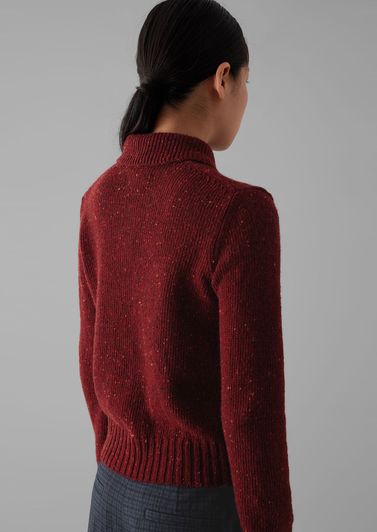 Donegal Wool Round Collar Cardigan | Russet