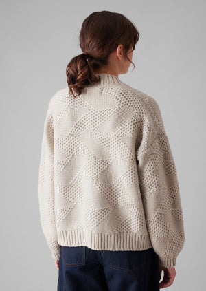 Tessellated Textured Easy Cardigan | Bone