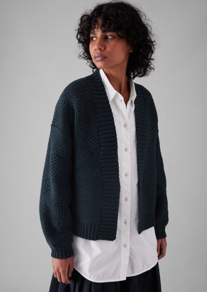 Tessellated Textured Easy Cardigan | Darkest Navy