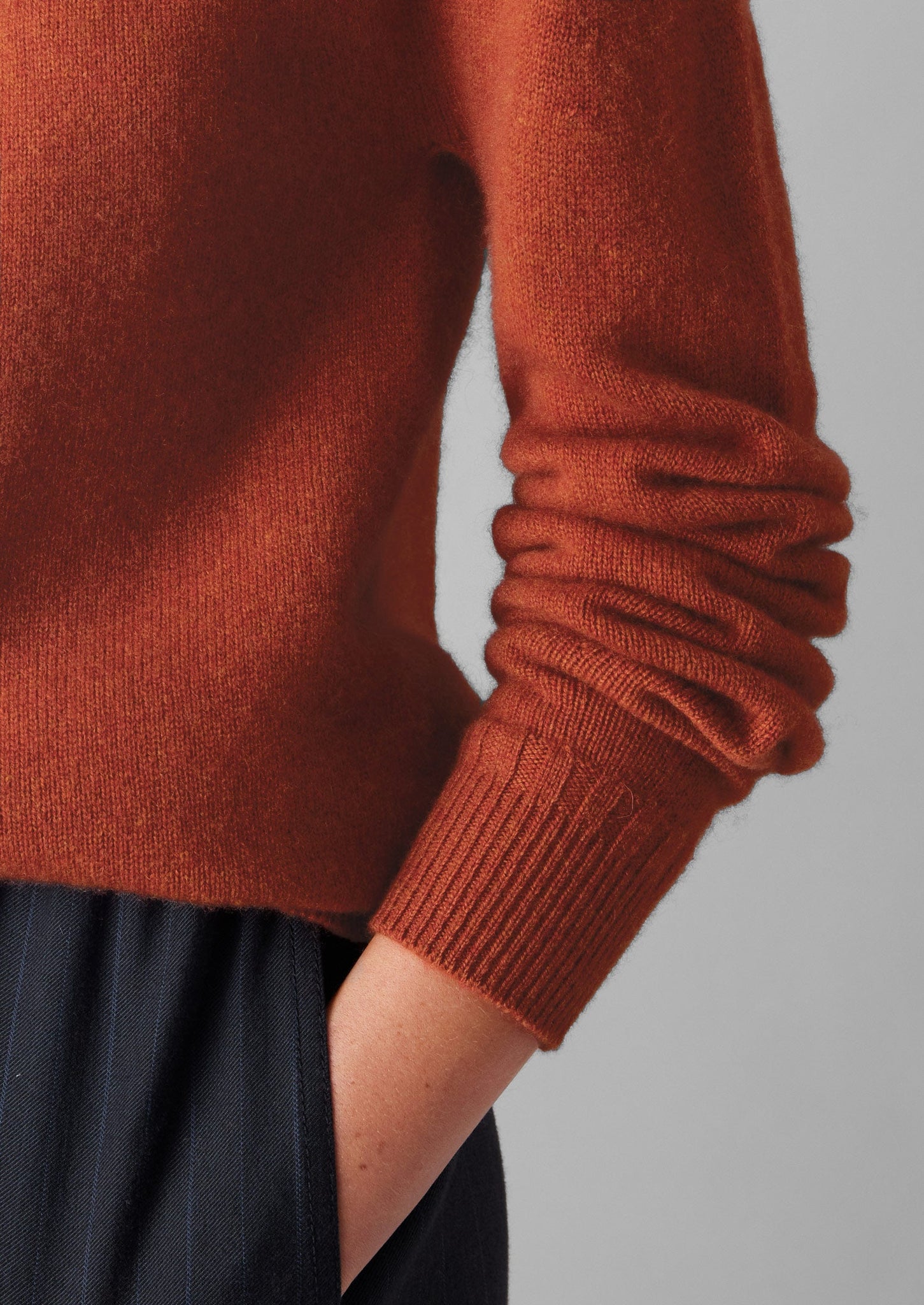 Wool Cashmere Crew Neck Sweater | Terracotta