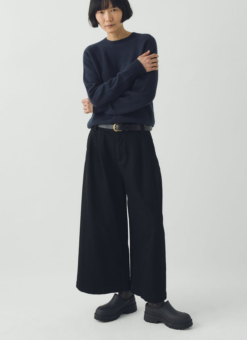 Wool Cashmere Crew Neck Sweater | Dark Navy
