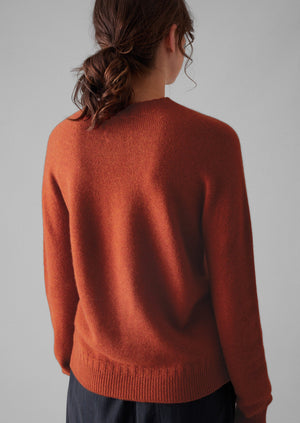 Wool Cashmere Crew Neck Sweater | Terracotta